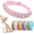 thumbnail image 1 of Spiked Dog Collar, Mushrooms Rivet Spike Anti-Bite Studded Protective Pet Neck Pu Leather Puppy Collars for XS Small Medium Large Boy Dogs Male Cats Goat (Black, S), 1 of 6