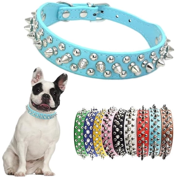 Spiked Dog Collar, Mushrooms Rivet Spike Anti-Bite Studded Protective Pet Neck Pu Leather Puppy Collars for XS Small Medium Large Boy Dogs Male Cats Goat (Black, S)