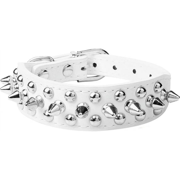 Spiked Dog Collar, Mushrooms Rivet Spike Anti-Bite Studded Protective Pet Neck Pu Leather Puppy Collars for XXS XS Small Medium Large Boy Dogs Male Cats Goat