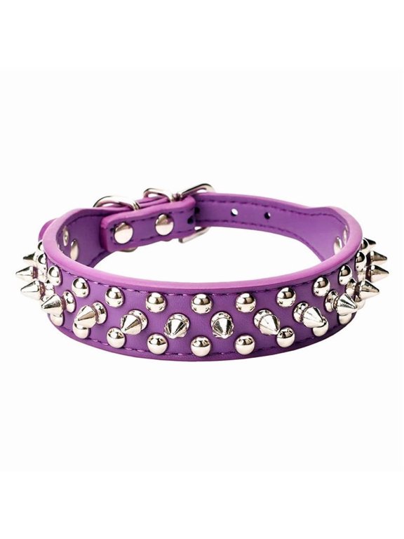 Spiked Dog Collar, Mushrooms Rivet Spike Anti-Bite Studded Protective Pet Neck Pu Leather Puppy Collars for Boy Dogs Male Cats Goat