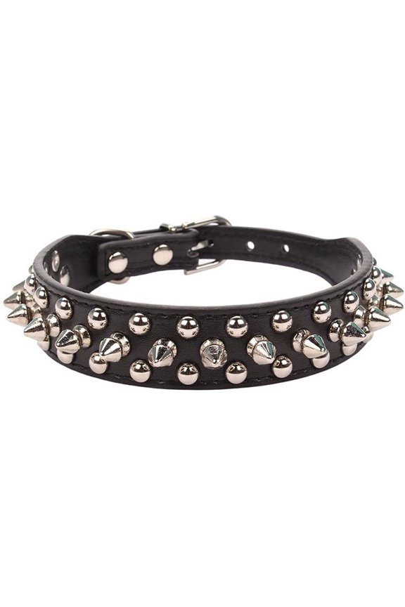 Spiked Dog Collar, Mushrooms Rivet Spike Anti-Bite Studded Protective Pet Neck Pu Leather Puppy Collars for Boy Dogs Male Cats Goat