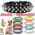 thumbnail image 1 of Spiked Dog Collar PU Leather, Adjustable Spike Collar for Small to Large Dogs _ #06 _ Coffee _ L - 16"-19", 1 of 8