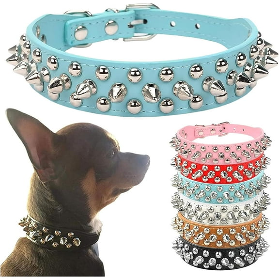 Spiked Dog Collar Soft Pu Leather Funny Mushrooms Rivet Spike Studded Puppy Collar Adjustable Outdoor Pet Dog Collar for Small Medium Large Dogs Cats