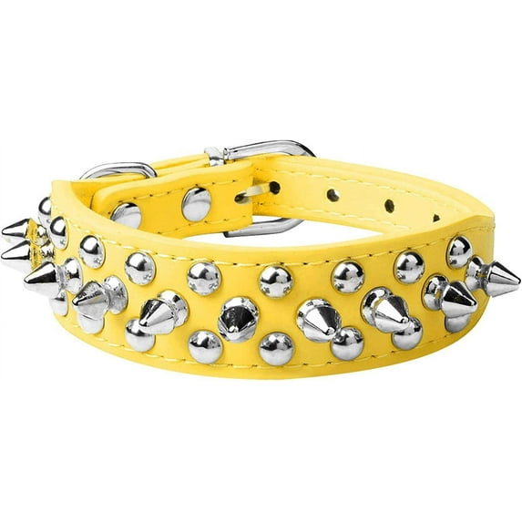 Spiked Dog Collar Soft Pu Leather Mushrooms Rivet Spike Studded Puppy Adjustable Pet Collars for Small Medium Breeds