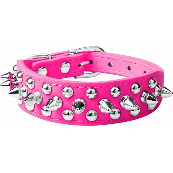 Spiked Dog Collar Soft Pu Leather Mushrooms Rivet Spike Studded Puppy Adjustable Pet Collars for Small Medium Breeds