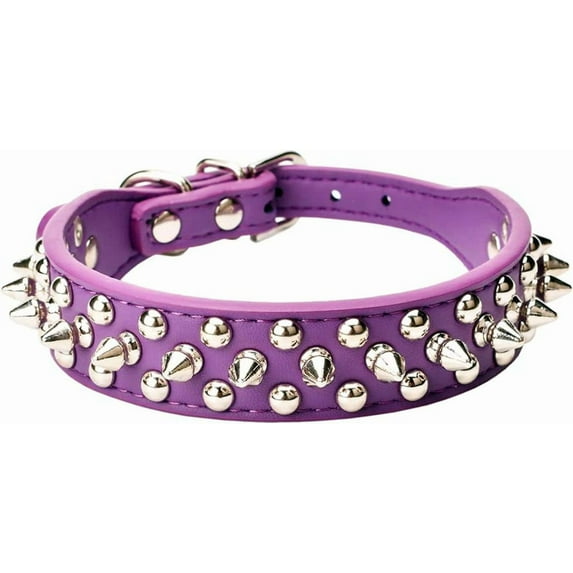 Spiked Dog Collar Soft Pu Leather Mushrooms Rivet Spike Studded Puppy Adjustable Pet Collars for Small Medium Breeds