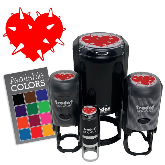 Spiked Heart Guarded Love Prickly Self-Inking Rubber Stamp for Stamping Ink Stamper Crafting Planners - 1/2 Inch Mini - Black Ink