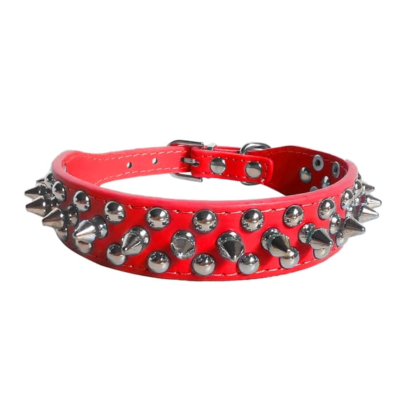Spiked Pu Leather Dog Collar Soft Funny Mushrooms Rivet Spike Studded Puppy Adjustable Outdoor Dog Collars for Small Medium Large Dogs Cats