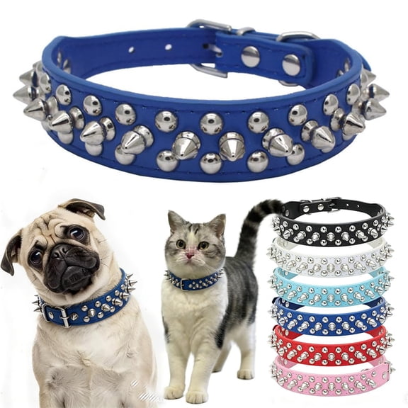 Spiked Small Dog Collar, Mushrooms Rivet Spike Studded Protective Pet Neck Pu Leather Puppy Collars for XXS XS Small Medium Large Boy Dogs Male Cats Goat
