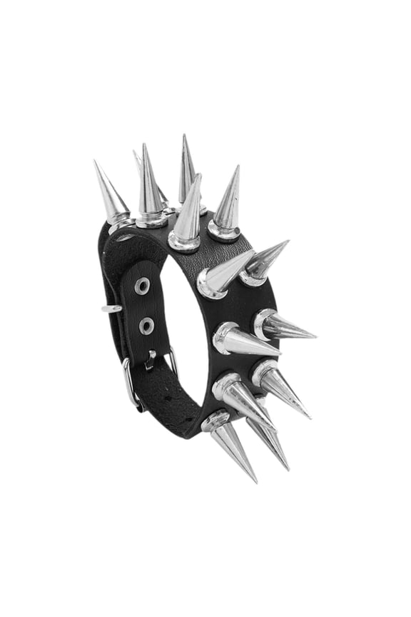 Spiked Studded Bracelet Rivet Cuff Bangle Adjustable PU Leather for Men Unisex Party Cosplay Events