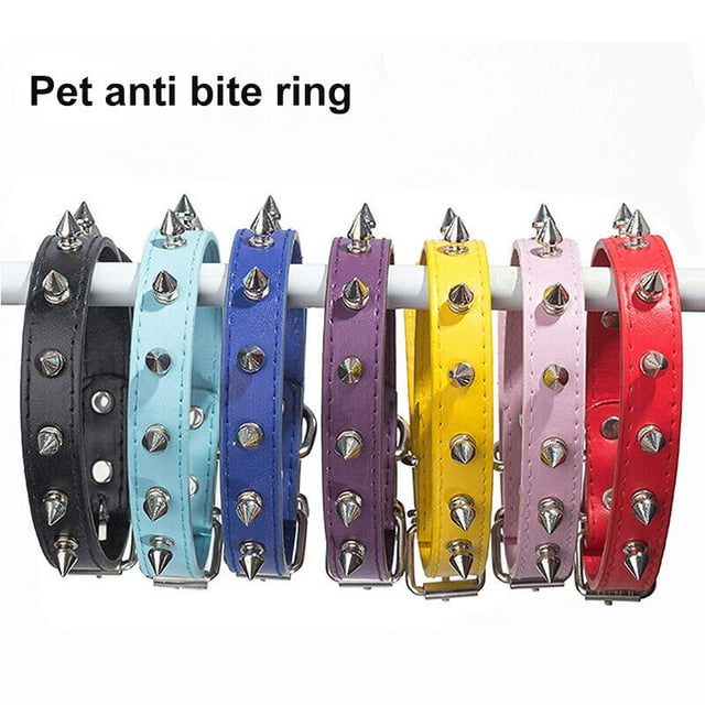 Spiked Studded Leather Dog Collar Rivets Pet Small Large Adjustable Cat Pit Bull