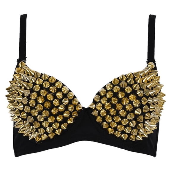 Spiked Top,Studded Punk Goth Rivet Bustier Corset Crop Tops Sport Bra Tops
