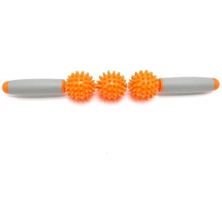 Spiky Ball Trigger Point Muscle Therapy Stick Roller Spikey Massage Wand Rolling,Roller Yoga Stick, PVCStick, Three Ball,Orange