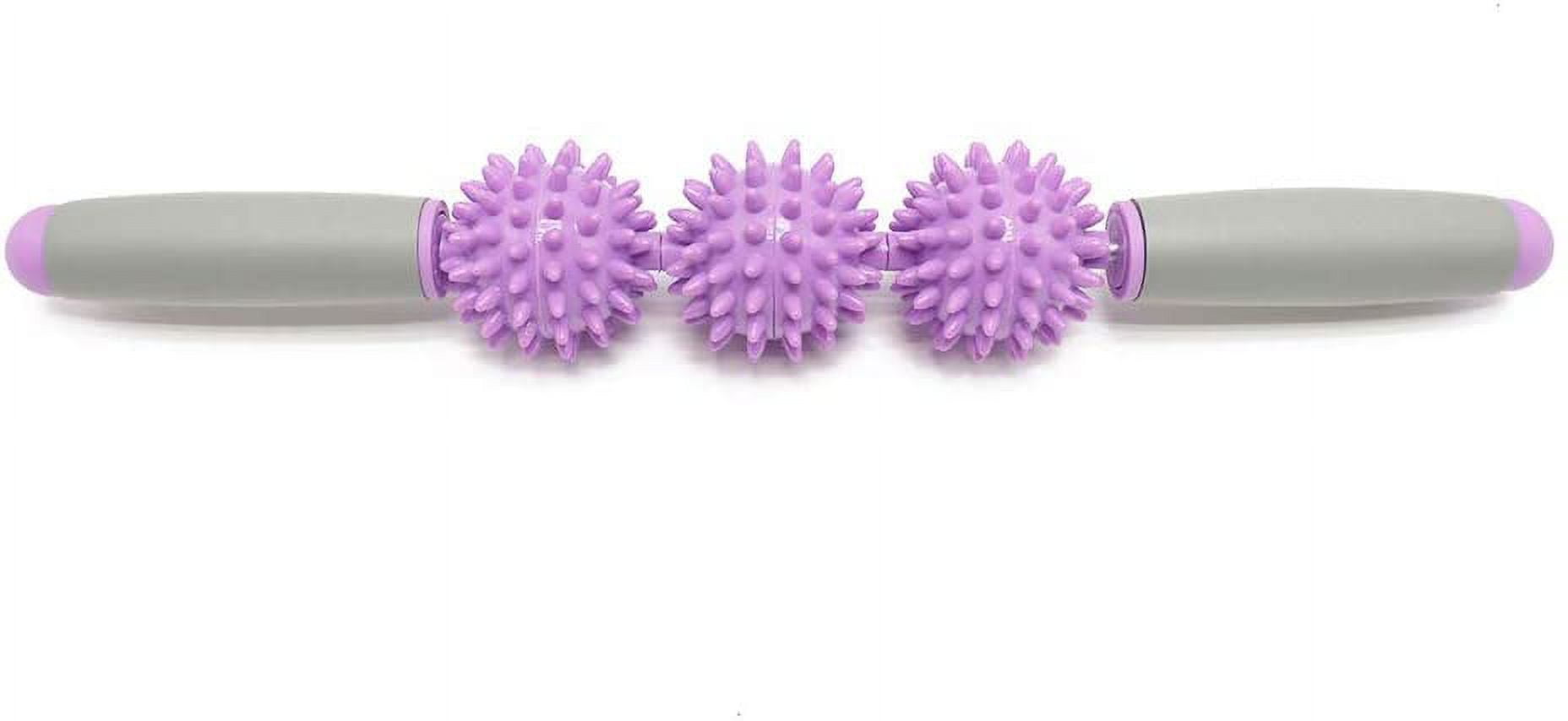 Spiky Ball Trigger Point Muscle Therapy Stick Roller Spikey Massage Wand Rolling,Roller Yoga Stick, PVCStick, Three Ball,Purple