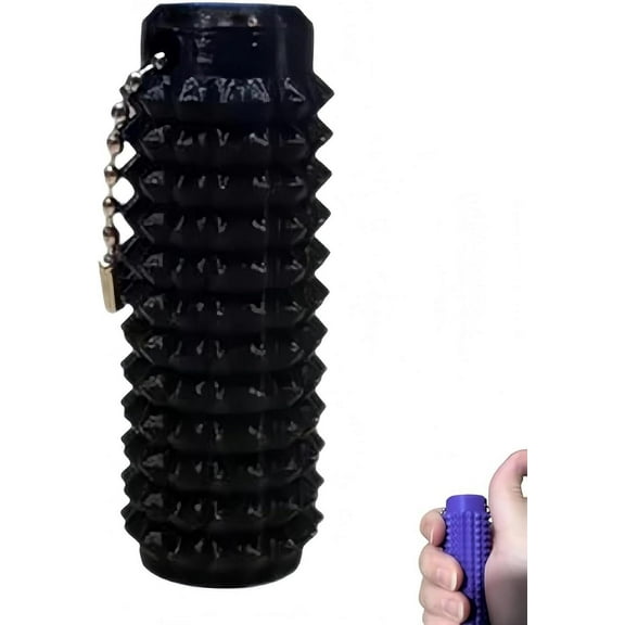 Spiky Grippie Stim Keychain, Calming Fidget Keychain for Anxiety Relief, Hard Spiky Massagefor Stress Reduction and Focus (Black)