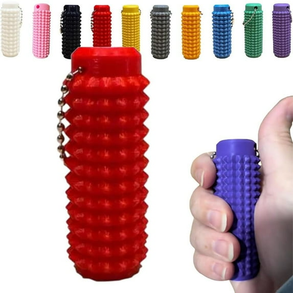 Spiky Grippie Stim Keychain, Calming Fidget Keychain for Anxiety Relief, Hard Spiky Massagefor Stress Reduction and Focus Red