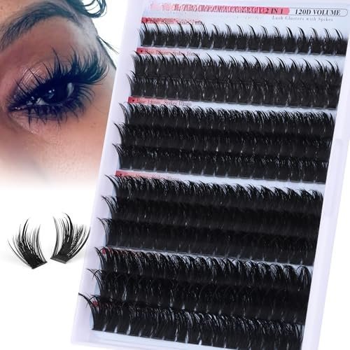 Spiky Lash Clusters Wispy Cluster Eyelash Extensions  Strip Lashes 120D Volume Mega Style Spikes Eyelashes Manga Individual Lashes Clusters Salon Look Fairy Lash Extension