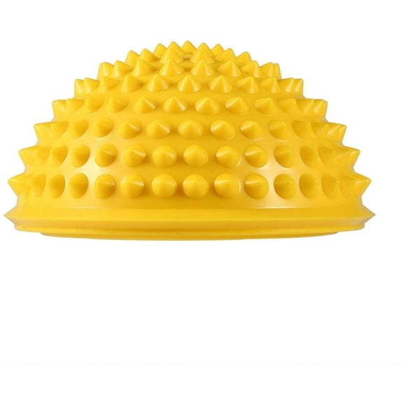 Spiky Massage Ball, Half Round Balance Exercise Ball for Foot Massage, Yoga Balls Fitness Exercise Gym Massager, Spiked Roller Ball for Foot Back Muscles, 5 Colors(Yellow)