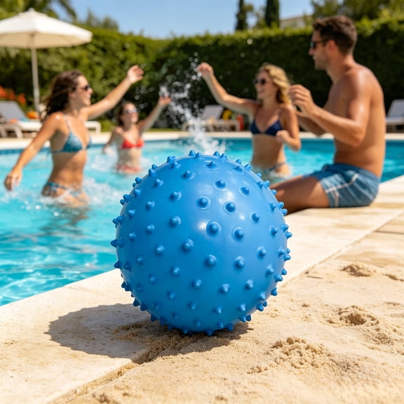 Spiky Massage Bumpy Beach Ball, Soft Inflatable Sensory Spike Ball for Kids Outdoor Pool Beach Water Play Toy