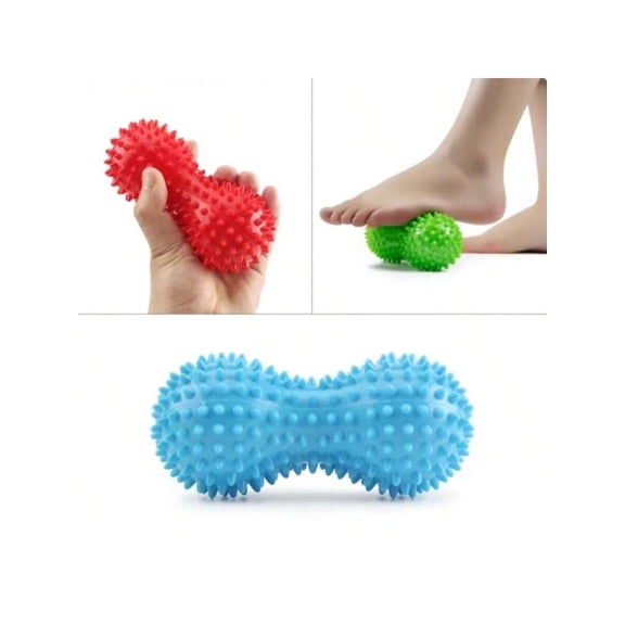 Spiky Peanut Massage Roller Ball, Double Head Spiky Massage Tool for Foot Arch Back Muscle Pain Relief, Multicolor, 1 Pack