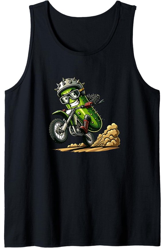 Spiky Pickle On Motorcycle Bike Rider Tank Top Size S-3XL