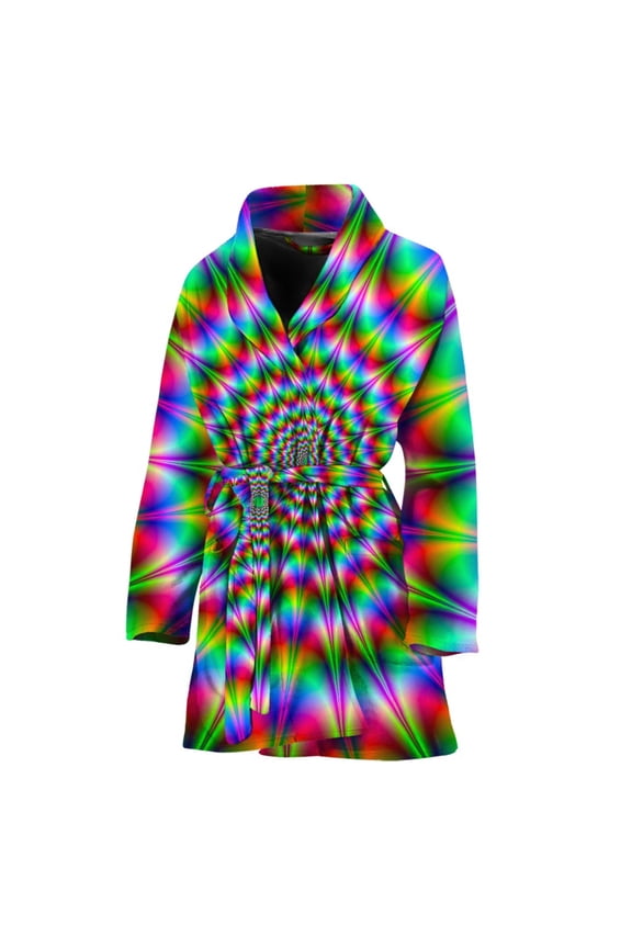 Spiky Psychedelic Optical Illusion Women'S Bathrobe Women Bathrobe One Size Univeral Fits Fashion Lightweight Plush Fleece Long Robe For Women
