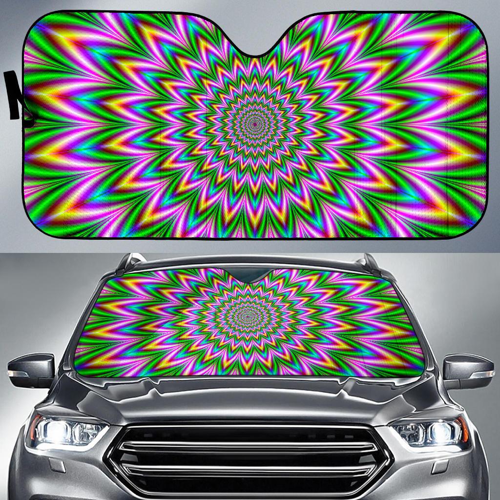 Spiky Psychedelic Optical n Car Sun Shade