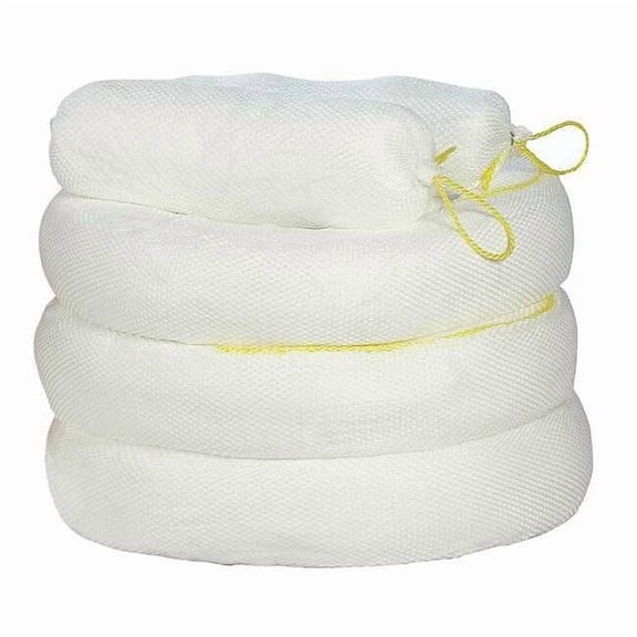 Spilfyter Sorbent Boom, 28 gal, 5 in x 10 ft, Oil, White, 4 PK M-54S