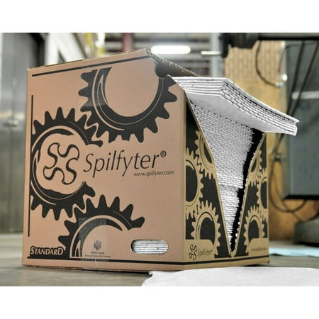Spilfyter Sorbent Pad, 32 gal, 16 in x 18 in, Oil, White, Polypropylene Z-70