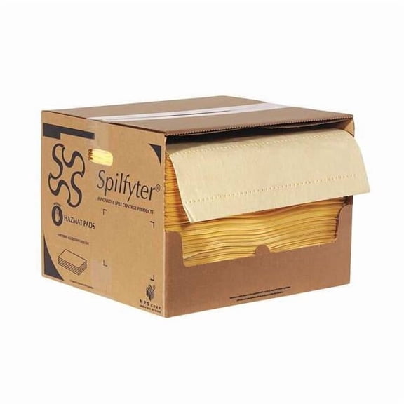 Sorbent Pad, 44 gal, 16 in x 18 in, Harsh Chemicals, Yellow, 200 PK S2-70