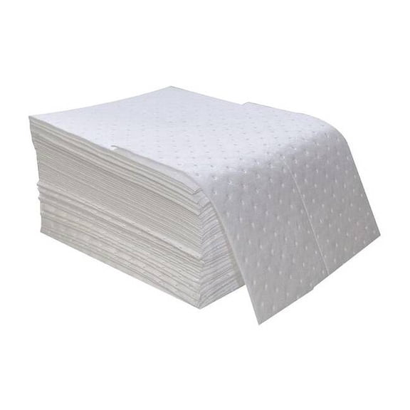 Spilfyter Sorbent Pad, 16 gal, 16 in x 18 in, Oil, White, Polypropylene OS-100