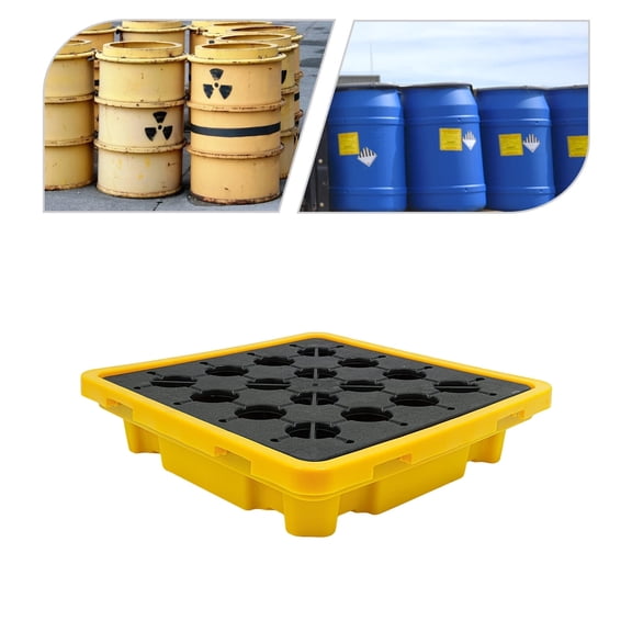Spill Containment Pallet, 1 Drum Spill Containment Tray with Drain, 2,200 lbs Load Capacity Modular Platform Spill Containment Platform (26.4 x 26.4 x 6 Inches)