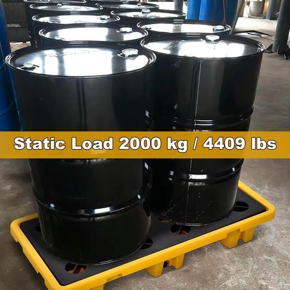 Spill Containment Pallet, 51.2 X 26.8 X 5.9 Inch Modular Pallet, 2 Drum Capacity Stackable Design