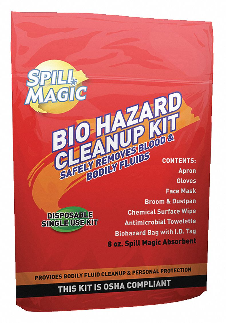 Spill Magic Biohazard Clean Up Kit,White,4" L SMBIOHAZARD