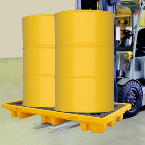 Spill Platform, Spill Containment Platform, Spill Containment Platform with Drain Outlet, Yellow+Black, Load-Bearing Capacity: 2000kg/4409.25lbs (Static Load), 500kg/1102.31lbs (Dynamic Load)