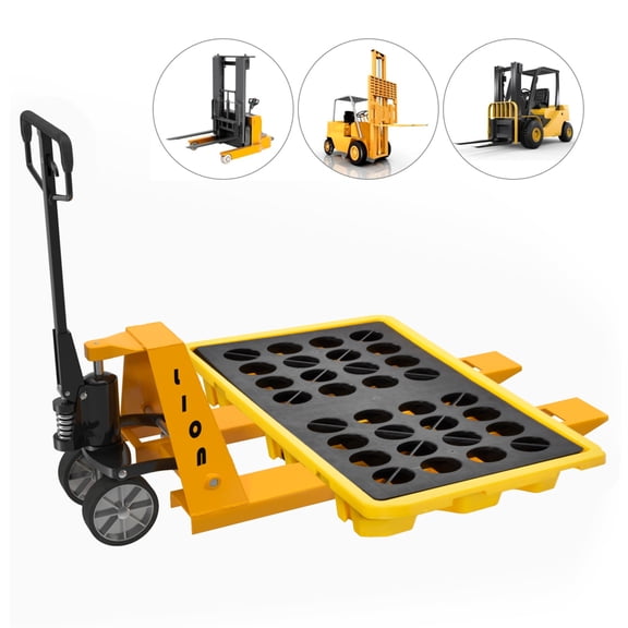 Spill Platforms Spill Containment Platforms with Grating Stackable Modular Platforms with Drain Outlet Modular Platforms Pallets Spill Containment Tray(Yellow,50.8 x 26.6 x 6 Inches)