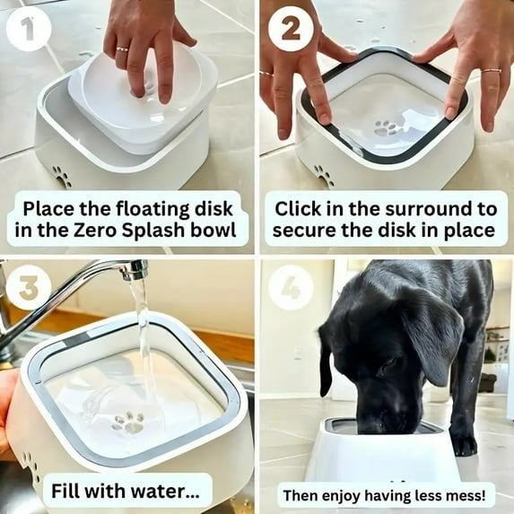 Non-Slip Dog Bowl with Floating Filter - Spill-Proof Durable Lightweight Pet Feeder for Home & Travel Use