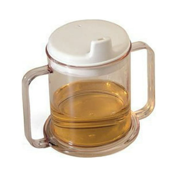 Spill Proof Double Handle Plastic Cup, Anti Overflow Duck Spout Water Cup, Two Handled Drinking Cup For Kitchen Dining Bar, Leakproof Portable Cup With Lid, Durable Spill Proof Cup For Daily Use