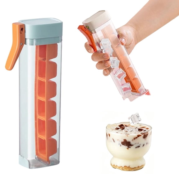 Spill Proof Ice Cube Tray with Lid,Ice Mold for Freezer, Portable Ice Box Container, Refrigerator Ice Accessory for Coffee Juice Beer Drinks, Perfect for Home Apartment Dorm Camping Picnic Summer Use