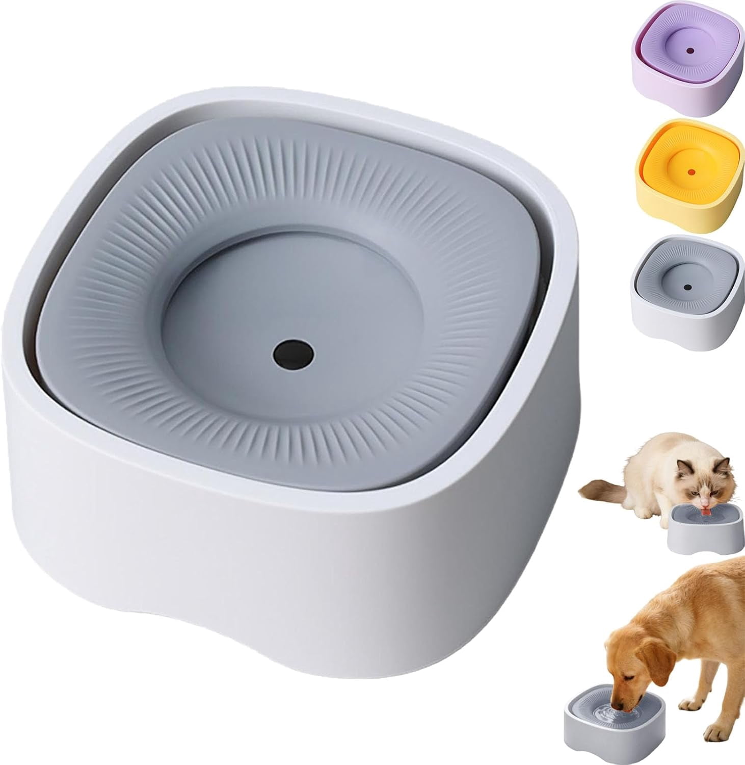 Spill Proof Pet Water Bowl Slow Drinking Non-Slip for Dogs Cats Indoor Outdoor