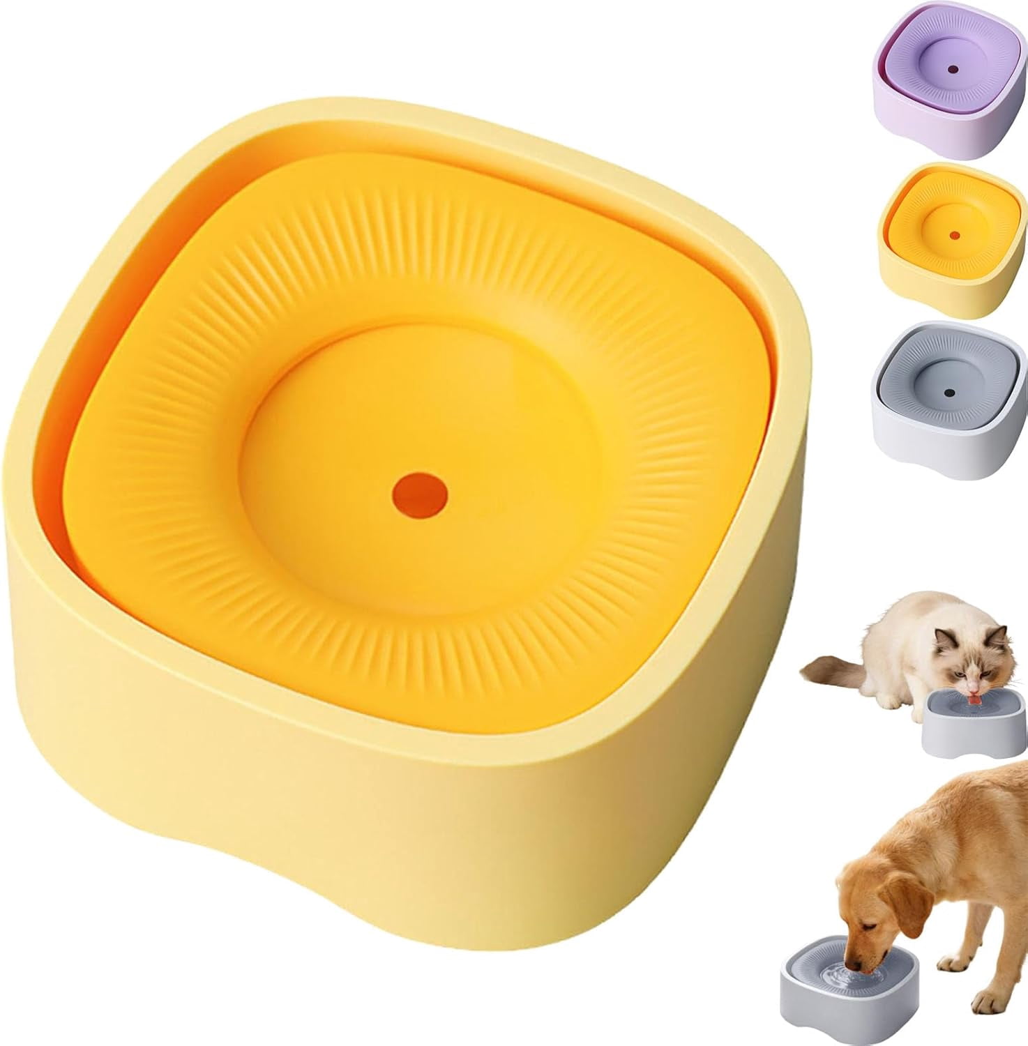 Spill Proof Pet Water Bowl Slow Drinking Non-Slip for Dogs Cats Indoor Outdoor
