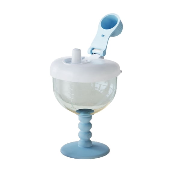 Spill-Proof Straw Cup for Toddlers, 180ml Learning Drinking Cup with Lid, Heat Resistant Training Cup for Transition, Easy Grip Design for Little Hands(Blue)