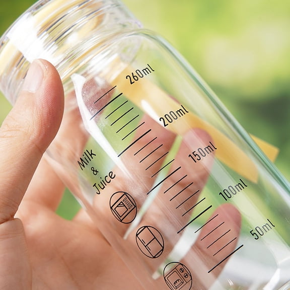 Spill Resistant High Borosilicate Glass Water Cup with Scale Mark Lid, Compact Portable Beverage Jug for Car Office Homemade Cold Drinks