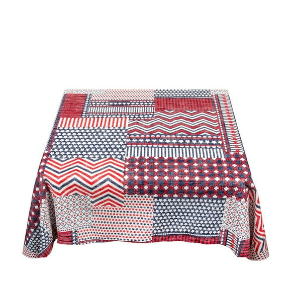 SpillGuard Flannel Backed Square Vinyl Tablecloth (52" x 52") - Patriotic Patchwork
