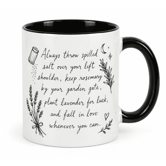 Spilled Salt Rosemary Lavender Practical Magic 11 oz Coffee Mug, Halloween Novelty Art Cup, Gift for Home Office Decor