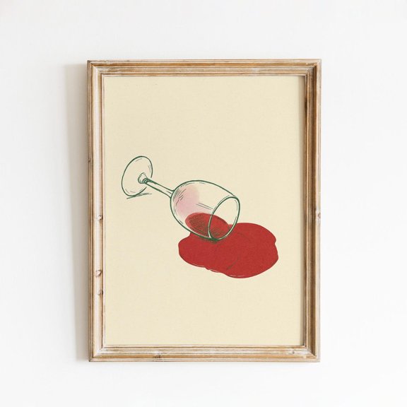 Spilled Wine Minimalist Red Wine Kitchen Dining Room Home Bar Decor Wall Art Unframed Paper Print