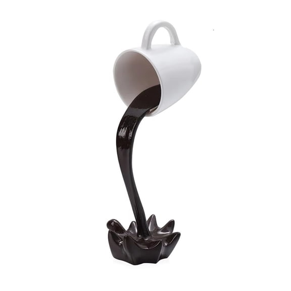 Spilling Coffee Cup Sculpture Magic Pouring Splash  Kitchen & Home Decor Ideal for Desktop & Room Decoration