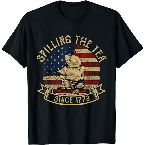 Spilling The Tea Since 1773 American History Teacher Vintage T-Shirt Black Small
