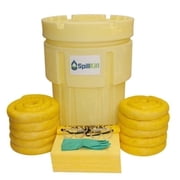 Spillkit Emergency Response Chemical Biological Spill Kit - Includes 65 Gallon Drum, Absorbent Pads & Socks, Disposal Bag, Safety Equipment