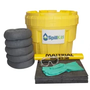 Spillkit Emergency Response Universal Spill Kit - Includes 20 Gallon Drum, Absorbent Pads & Socks, Disposal Bag, Safety Equipment